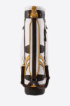 Imperial golf bag handmade in Italy with resistant and waterproof leather: shoulder belt white yellow dark brown
