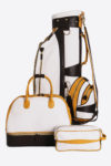 Imperial golf bag handmade in Italy with resistant and waterproof leather: sport golf set white yellow dark brown