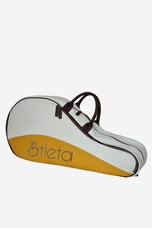 CUSTOM 2 RACQUETS Tennis Bag - White - Yellow - Dark Brown