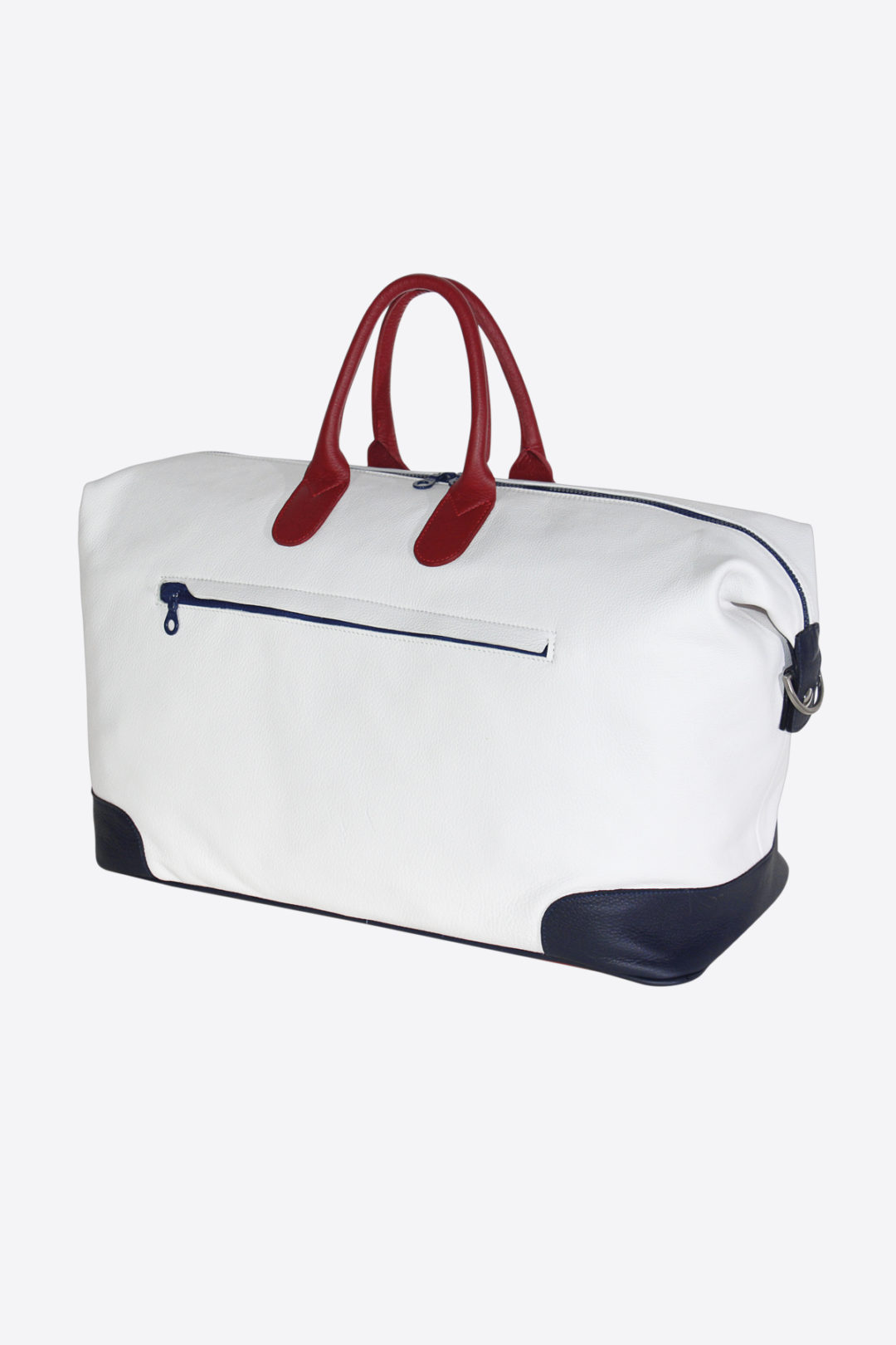 Antique Duffle Bag 038 front leather waterproof white blue red