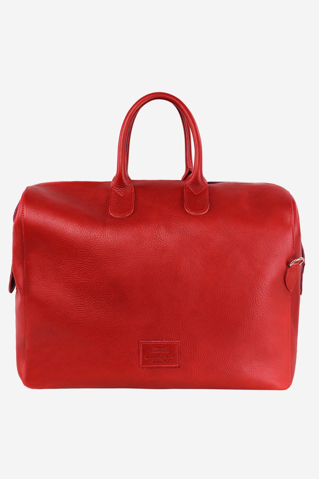 Red Leather Travel Bag Ladies Duffle Leather Weekend Bag 
