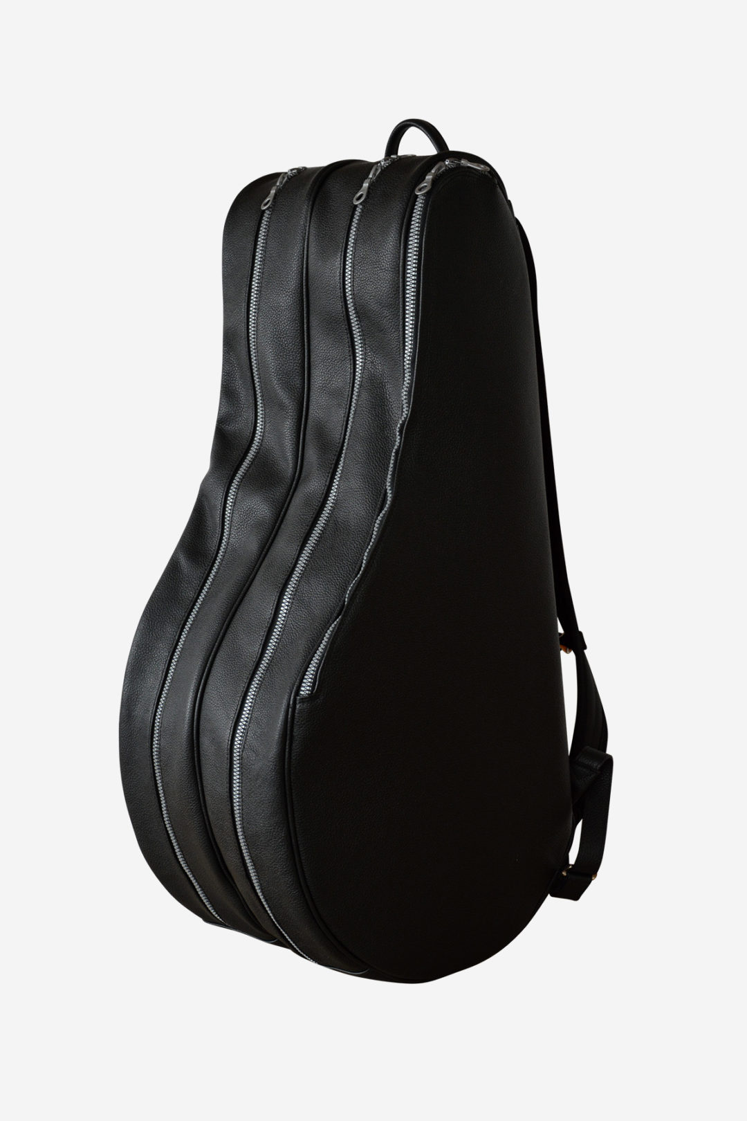 Wide Backpack Tennis Bag black leather waterproof handmade in italy