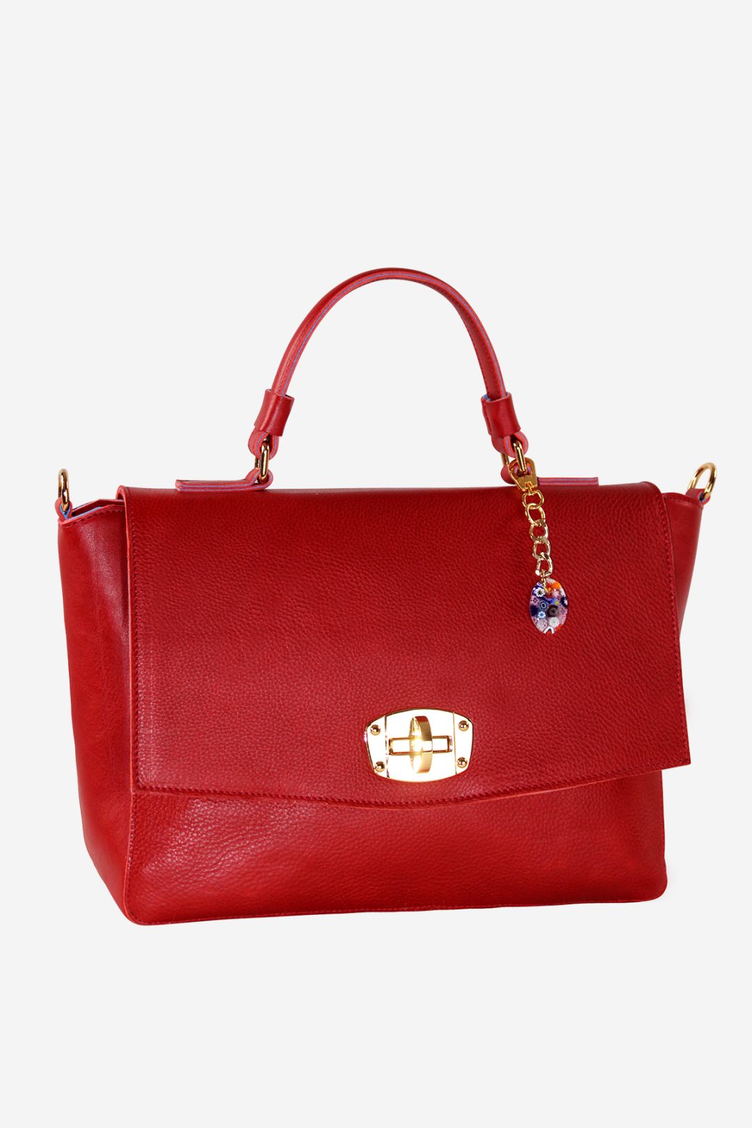 Elegant Handbag handmade in italy vegetable tanned leather murano glass terrida venezia