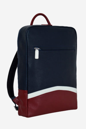 Sinuous Laptop Backpack front waterproof blue red white