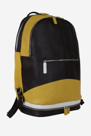Sport Modern Backpack yellow darkbrown white leather backpack
