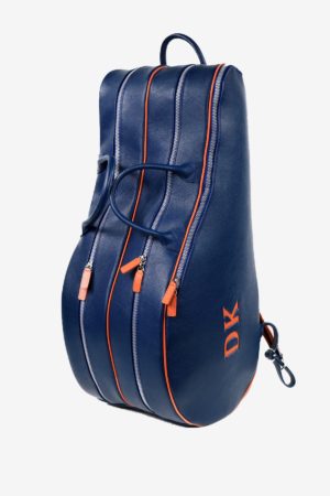Two-Tone Backpack Tennis Bag blu orange handmade in italy waterproof leather terrida venezia tennis bag backpack sport